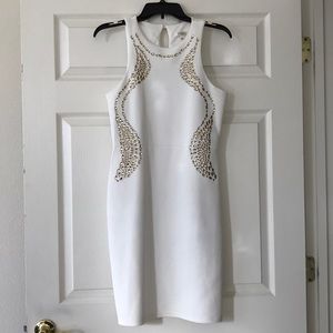 White and Gold Beaded Dress. Size: 6
